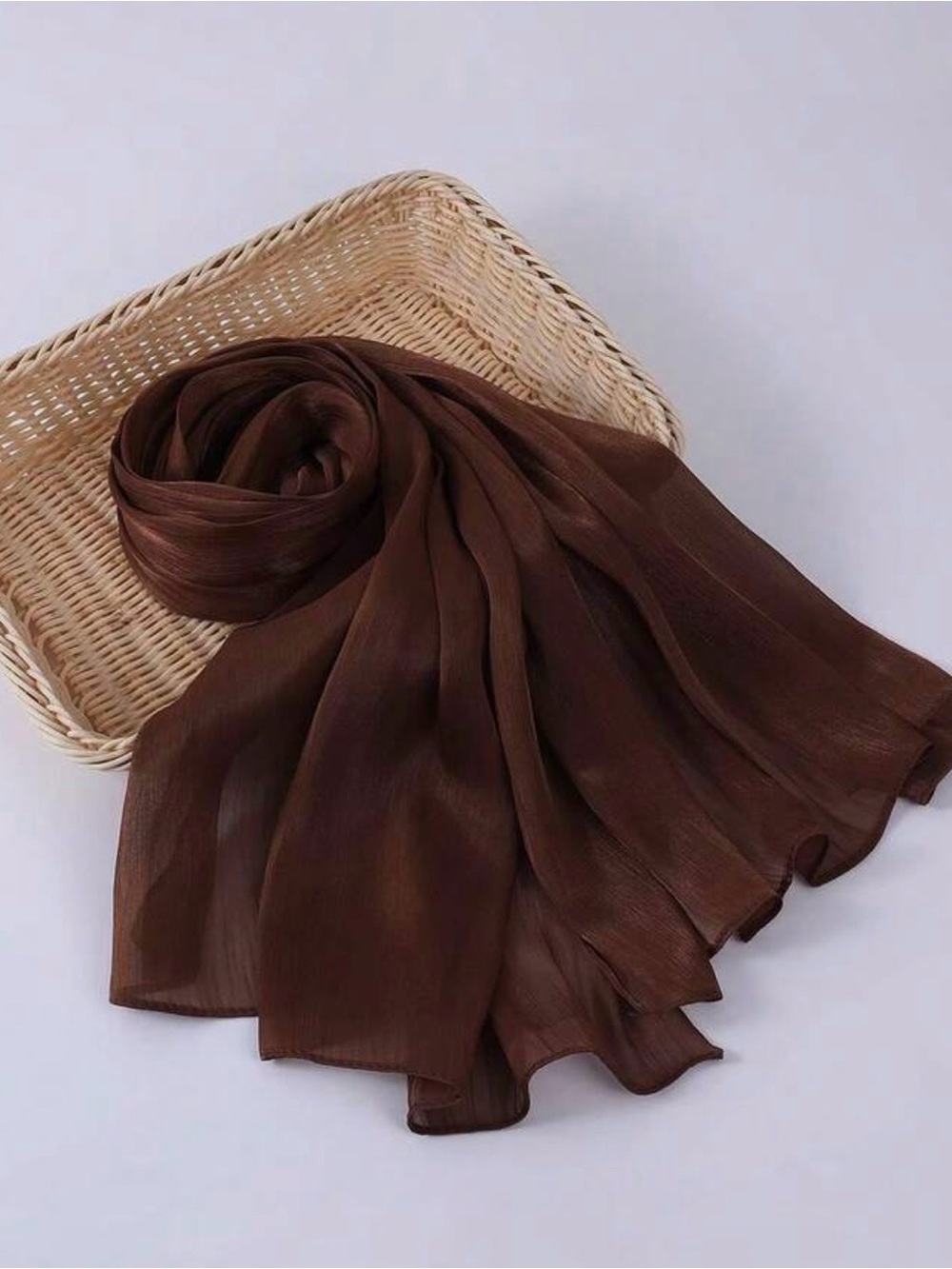 Satin Brown Women's Scarf - Lightweight Wrap or hijab